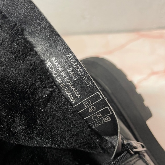 ZARA Leather Fur Lined Ankle Boots Booties Sz 9/40 - Picture 3 of 9